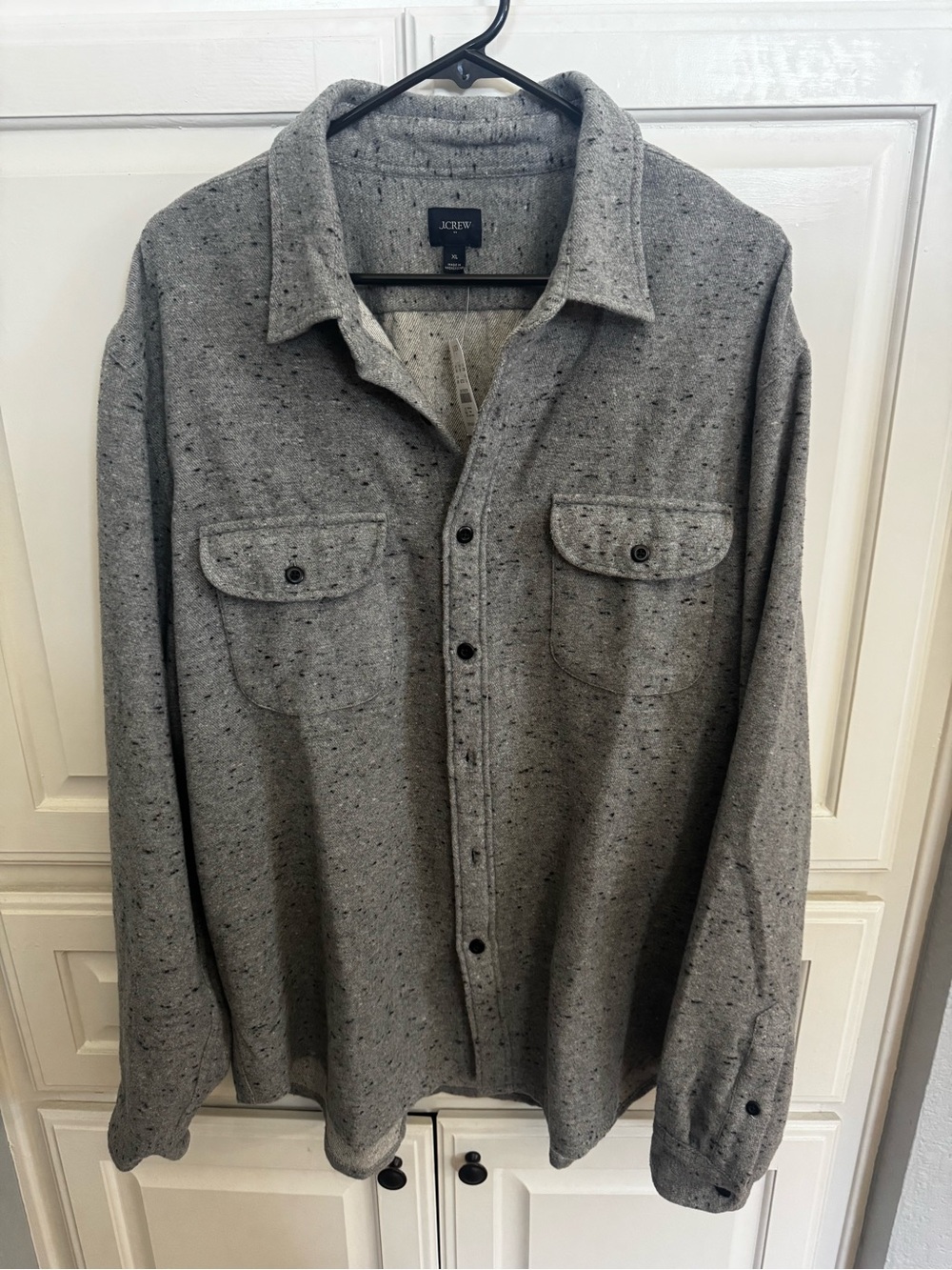J. Crew Men’s Gray Speckled Button-Front Shirt Jacket